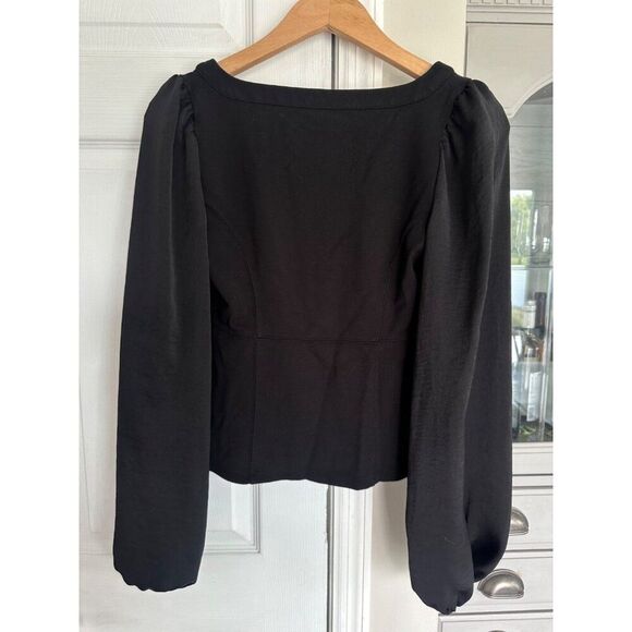 Anthropologie Allende Black Puff Sleeve Square Neck Top Blouse Small - Picture 5 of 7